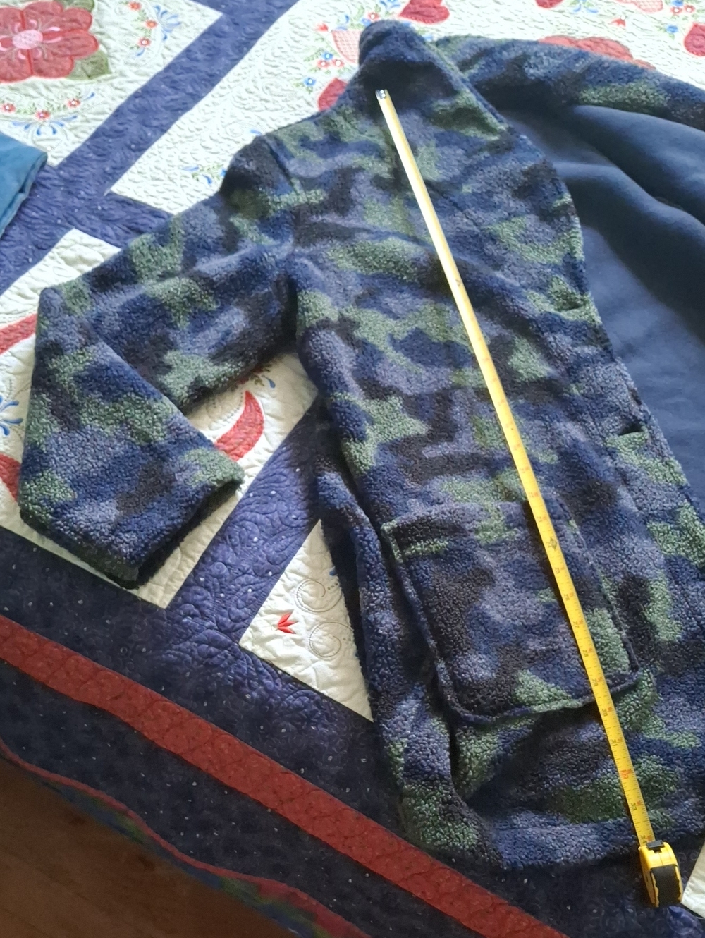 Susan Graver Plush Camo Green Blue Black Jacket Coat Women's 2XL 34in. - Picture 14 of 14